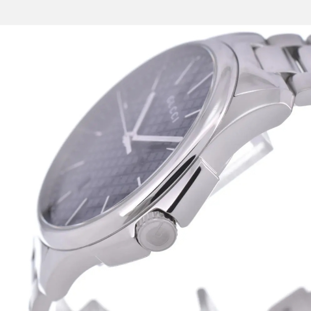 GUCCI ITALIAN LUXURY WATCH ⌚️ BLACK FACE SILVER BODY STUNNING! - Picture 3 of 7